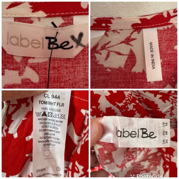 New Labelbe Red Floral Dress Womens US 16 Viscose Short Sleeve Bohemian Label Be - Picture 3 of 11